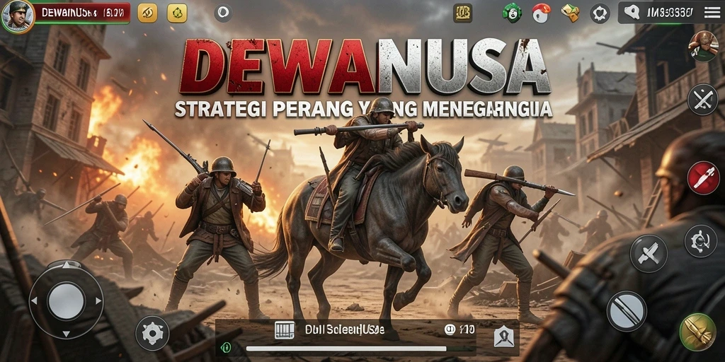 Screenshot DEWANUSA menampilkan pertempuran strategi yang menegangkan.