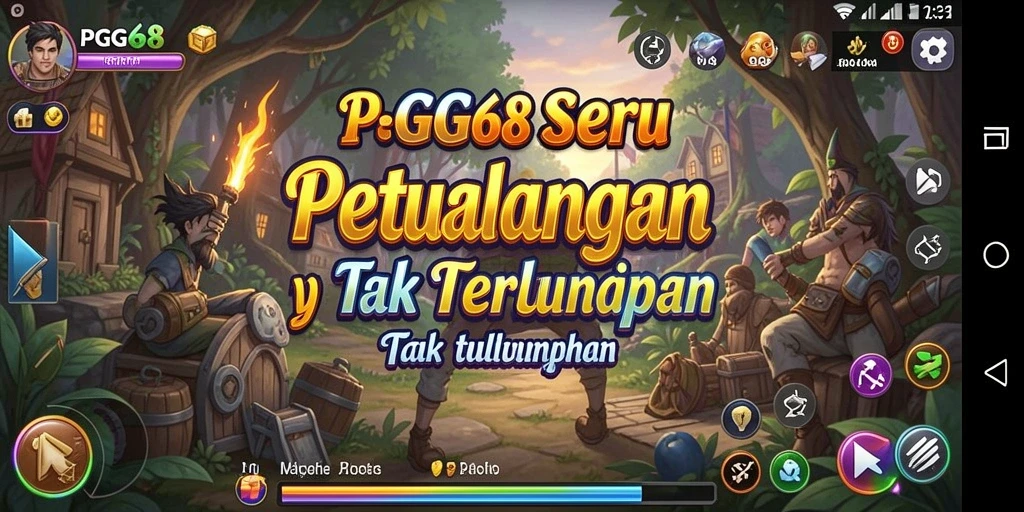 Tampilan gameplay PGG68 dengan aksi petualangan yang mendebarkan.