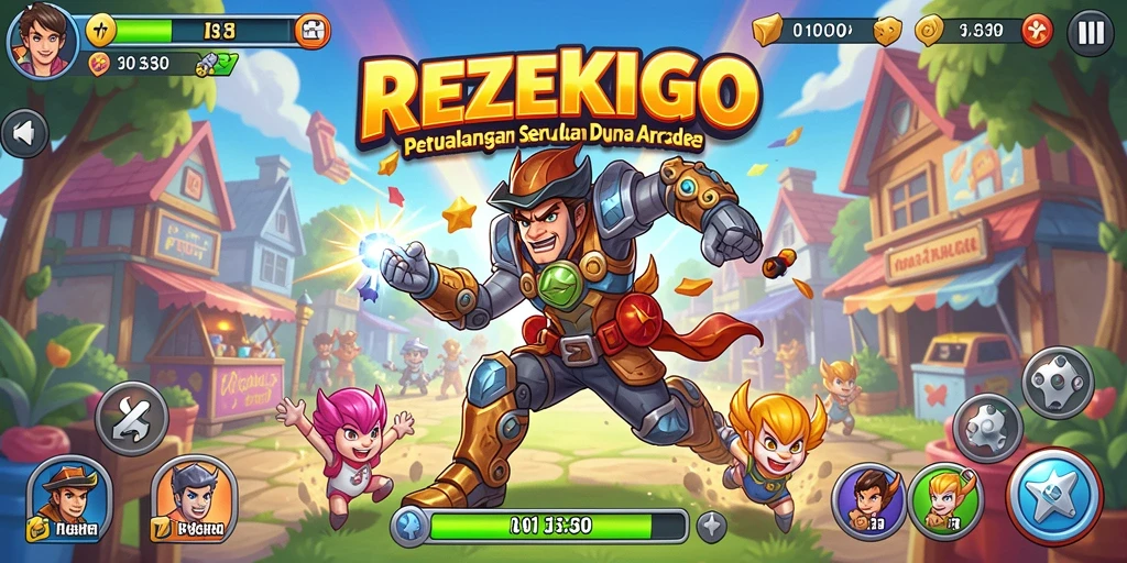 Tampilan gameplay REZEKIGO yang penuh aksi dan tantangan seru di dunia Arcade.