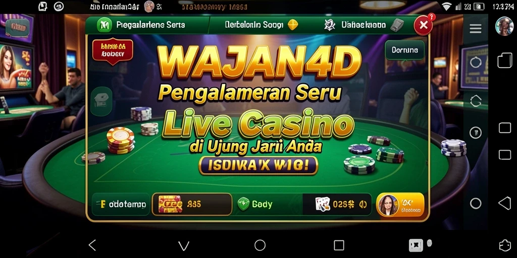 Gameplay seru WAJAN4D dengan dealer langsung dan suasana kasino.